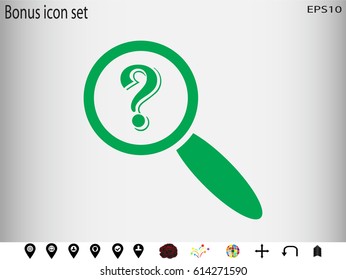 magnifier, a question mark icon, vector illustration eps10