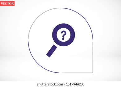 magnifier question vector icon. magnifier to solve icon issues. magnifying glass search 10 eps icon icons. flat icon design.