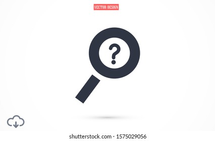 magnifier question vector icon. magnifier to solve icon issues. magnifying glass search  10 eps icon icons. flat icon design.