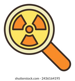 Magnifier and Radiation sign vector concept colored icon or symbol