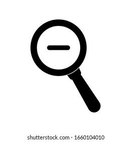 Magnifier reduction icon. vector illustration in black