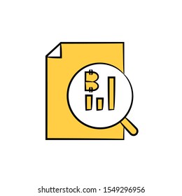 magnifier scan bitcoin document icon