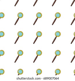 Magnifier seamless pattern in cartoon style isolated on white background vector illustration for web