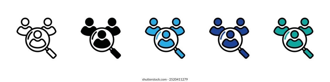 Magnifier search for the best human resource for hiring recruitment icon vector business job interview find skill, talent, and potential person for work symbol illustration design. stock.