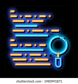 Magnifier Search Code Mistake neon light sign vector. Glowing bright icon transparent symbol illustration