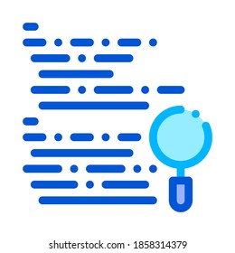 Magnifier Search Code Mistake Vector Line Icon. Programming Coding System, Data Encryption And Code Linear Pictogram. Web Development, Languages, Bug Fixing, Script Contour Illustration