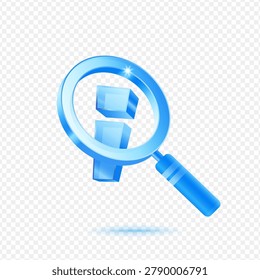 Magnifier Search Data, 3D Blue Glossy Discovery Icon