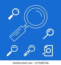 Magnifier and search icon set vector collection. Loupe, Lens, Zoom and Find icons