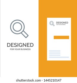 Magnifier, Search, Zoom, Find Grey Logo Design and Business Card Template