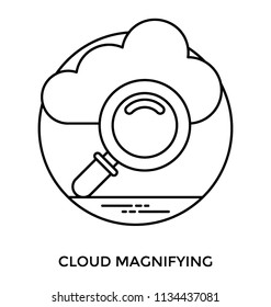  A magnifier searching through a cloud, graphic for cloudsearch icon