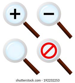 magnifier set - zoom in, zoom out, blank magnifier, no zoom - no preview - no photo available