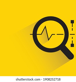 magnifier and signal graph drop shadow on yellow background