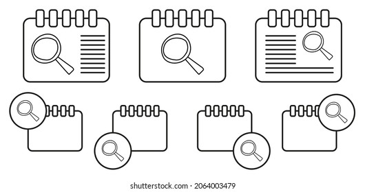 Magnifier sketch vector icon in calender set illustration for ui and ux, website or mobile application