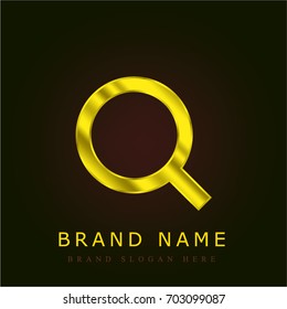 Magnifier with small handle golden metallic logo