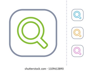 Magnifier - Square Stroke Buttons. A simple vector icon.