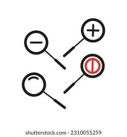 Magnifier symbol set. Vector illustration. Stock image.