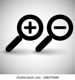 Magnifier symbol set. Zoom in, Zoom out symbols.