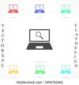 magnifier Tablet screen icon with shadow isolated on white background. Modern simple flat device sign for web site design, mobil app. 
