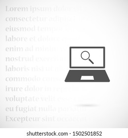 magnifier Tablet screen icon with shadow isolated on white background. Modern simple flat device sign for web site design, mobil app. Trendy vector tablet mockup display symbol. 