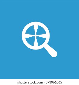 magnifier target icon, on blue background