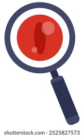 Magnifier with terrifying eye flat icon isolated on white background.