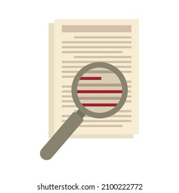 Magnifier text edit icon. Flat illustration of magnifier text edit vector icon isolated on white background