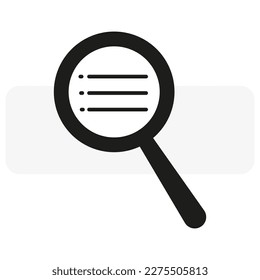 Magnifier text icon on white background. Document symbol. Vector illustration.