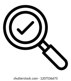 Magnifier with tick mark symbolising verification