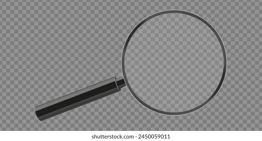 Magnifier transparent realistic vector. Magnifying lens.