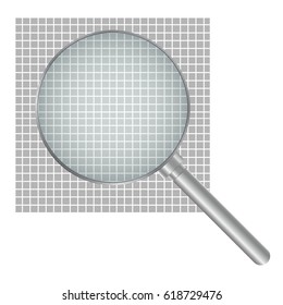 Magnifier transparent realistic vector. Magnifying lens. Magnifier with metallic handle