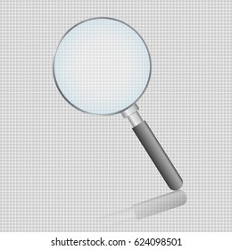  Magnifier transparent realistic vector. Magnifying lens.