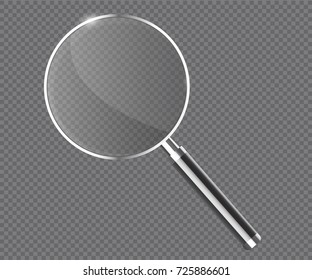 Magnifier transparent realistic vector. Magnifying lens.