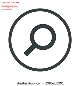 magnifier vector icon 10 eps , Lorem ipsum Flat design