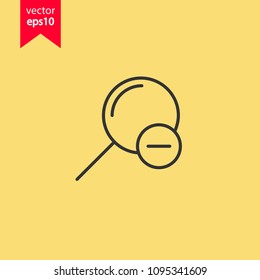 Magnifier vector icon. Loupe vector sign. Zoom in zoom out icon. Yellow background. EPS 10