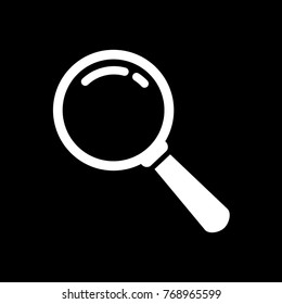 Magnifier vector icon on black background