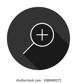 magnifier vector icon, zoom in zoom out vector icon with shadow, loupe flat sign. gray background