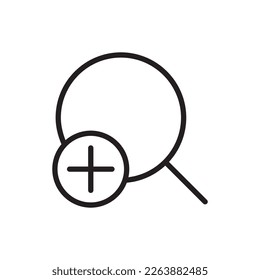 Magnifier vector icon. Zoom in zoom out flat sign design. Magnifying glass icon. Search icon. Find symbol. Loupe outline icon. 
EPS 10 flat pictogram