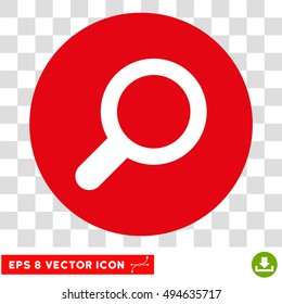 Magnifier View Tool round icon. Vector EPS illustration style is flat iconic bicolor symbol, white and intensive red colors, transparent background.