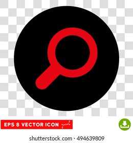 Magnifier View Tool round icon. Vector EPS illustration style is flat iconic bicolor symbol, intensive red and black colors, transparent background.