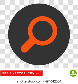 Magnifier View Tool round icon. Vector EPS illustration style is flat iconic bicolor symbol, orange and gray colors, transparent background.