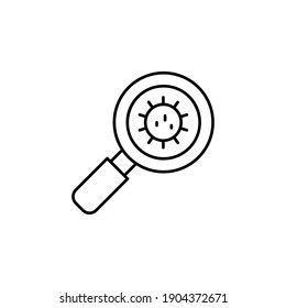 Magnifier, virus flat vector icon in water pack