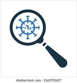 Magnifier, virus icon. Simple editable vector illustration.