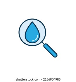 Magnifier with Water Drop colored icon - Vector Clean Water in Magnifying Glass concept modern symbol