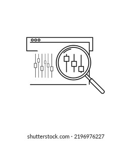 Magnifier and website with equalizer sign. Search settings