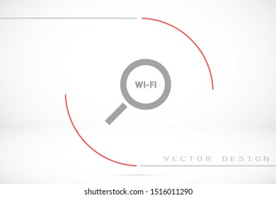 magnifier Wi Fi vector icons. Wi-Fi for the icon network. Wi-Fi icon search. Wi-Fi search from your phone icons.10 eps icon icons. flat icon design.