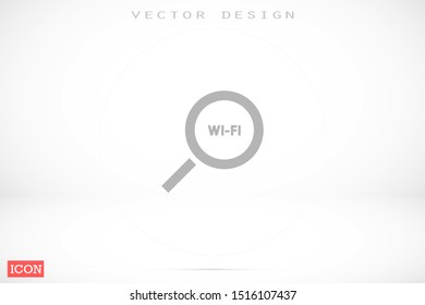 magnifier Wi Fi vector icons. Wi-Fi for the icon network. Wi-Fi icon search. Wi-Fi search from your phone icons.10 eps icon icons. flat icon design.