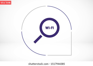 magnifier Wi Fi vector icons. Wi-Fi for the icon network. Wi-Fi icon search. Wi-Fi search from your phone icons.10 eps icon icons. flat icon design.