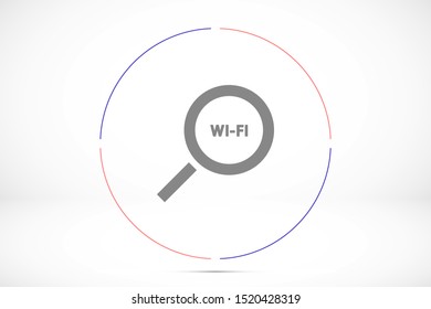 magnifier Wi Fi vector icons. Wi-Fi for the icon network. Wi-Fi icon search. Wi-Fi search from your phone icons.10 eps icon icons. flat icon design.