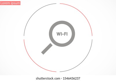 magnifier Wi Fi vector icons. Wi-Fi for the icon network. 
