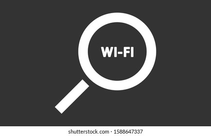 magnifier Wi Fi vector icons. Wi-Fi for the icon network. Wi-Fi icon search. Wi-Fi search from your phone icons.10 eps icon icons. flat icon design.